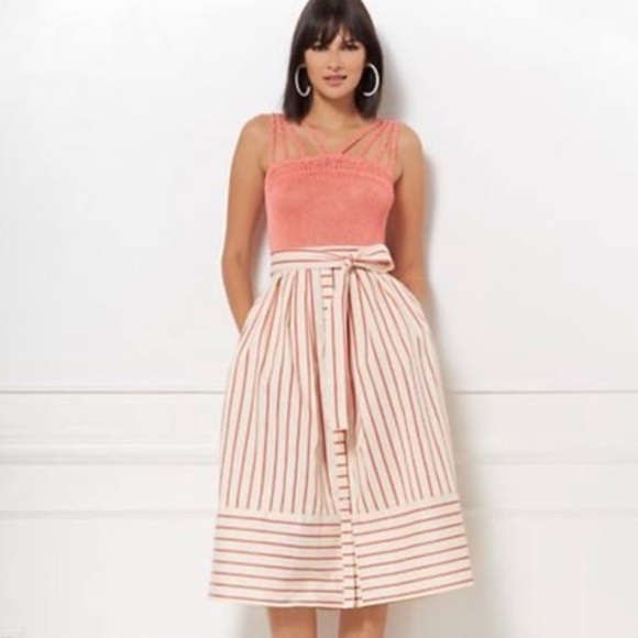 eva mendes for New York & Company Dresses & Skirts - 💄 Eva Mendes for New York & Co A line retro pin up stripe skirt with bow tie 14